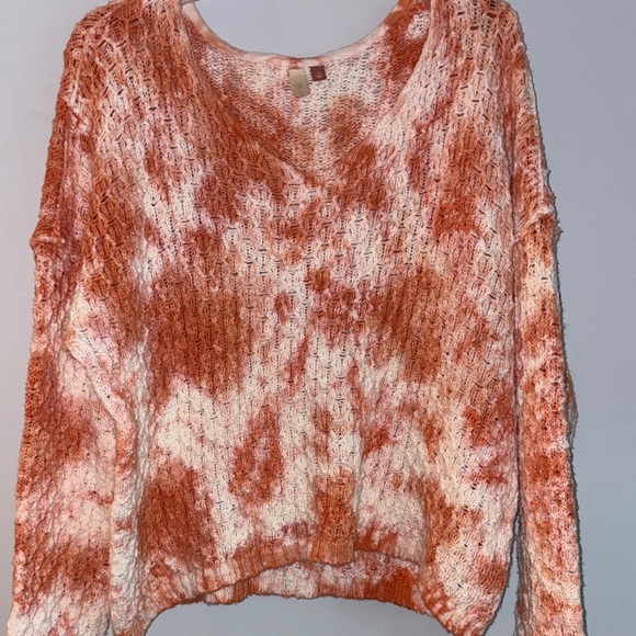 Cozy Knit Tie-Dye Sweater - Orange and White - Picture 1 of 12
